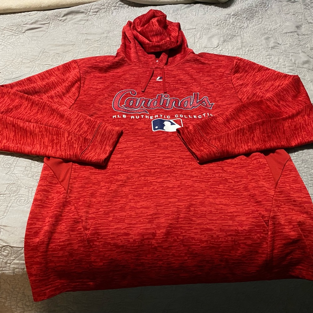 Cardinals MLB Authentic Collection Hoodie with Front Pocket (Size: Large)